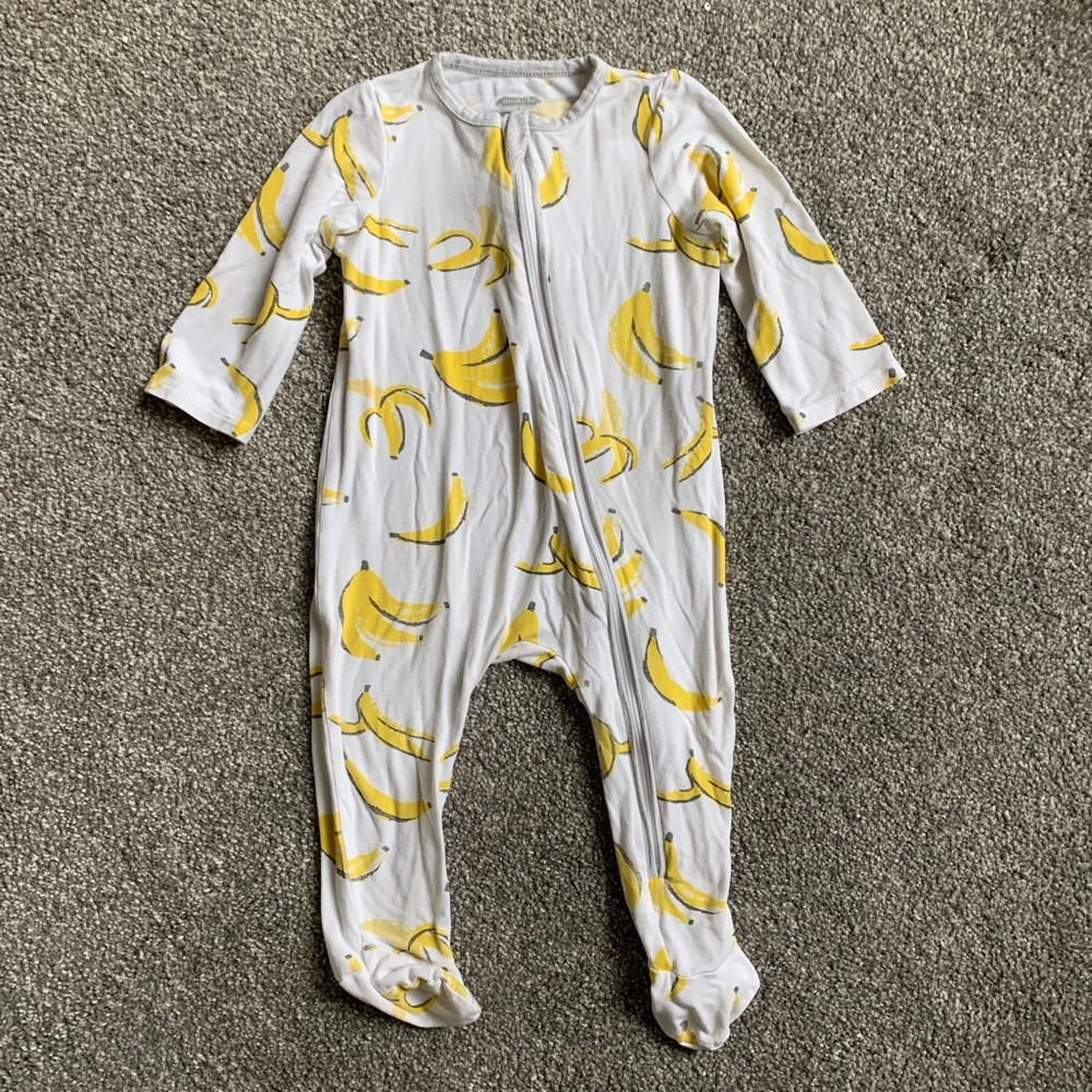 Mud Pie Banana Print Bamboo Zippered Footie 3-6m